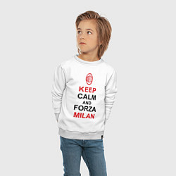 Свитшот хлопковый детский Keep Calm & Forza Milan, цвет: белый — фото 2