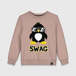 Свитшот хлопковый детский SWAG Penguin, цвет: пыльно-розовый