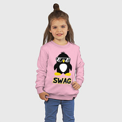 Свитшот хлопковый детский SWAG Penguin цвета светло-розовый — фото 2