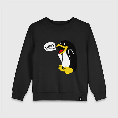 Детский свитшот Пингвин: Linux / Черный – фото 1