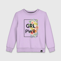 Свитшот хлопковый детский GRL PWR, цвет: лаванда