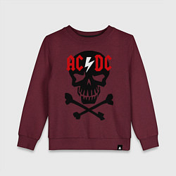 Свитшот хлопковый детский AC/DC Skull цвета меланж-бордовый — фото 1
