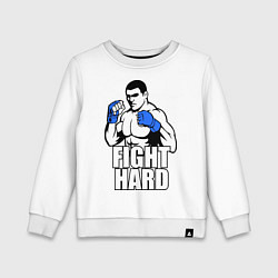 Свитшот хлопковый детский Fight hard, цвет: белый