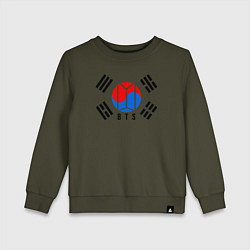 Свитшот хлопковый детский BTS KOREA, цвет: хаки