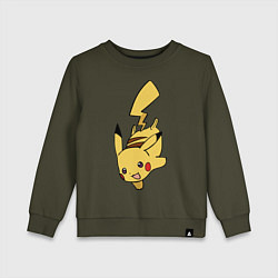 Свитшот хлопковый детский Радостный Пикачуха, цвет: хаки