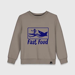 Свитшот хлопковый детский Shark fast food, цвет: утренний латте