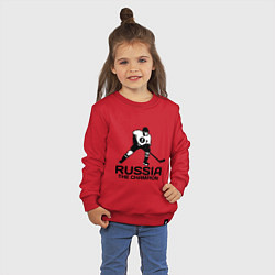 Свитшот хлопковый детский Russia: Hockey Champion, цвет: красный — фото 2