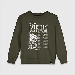 Свитшот хлопковый детский Viking world tour, цвет: хаки