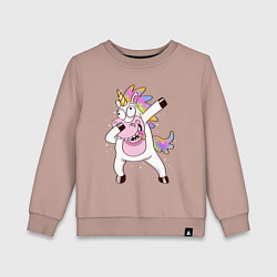 Свитшот хлопковый детский Dabbing Unicorn, цвет: пыльно-розовый