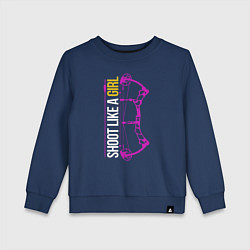 Свитшот хлопковый детский Shoot like a Girl, цвет: тёмно-синий