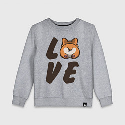 Свитшот хлопковый детский Love Corgi, цвет: меланж