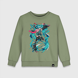 Свитшот хлопковый детский Hatsune Miku Expo, цвет: авокадо