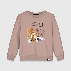 Свитшот хлопковый детский Sleep Eat Play Repeat Бульдог, цвет: пыльно-розовый