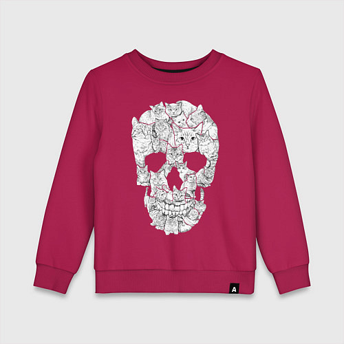 Детский свитшот ЧЕРЕП ИЗ КОТИКОВ / Маджента – фото 1