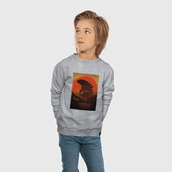 Свитшот хлопковый детский Godzilla and red sun, цвет: меланж — фото 2