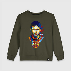 Свитшот хлопковый детский MESSI BARCELONA, цвет: хаки