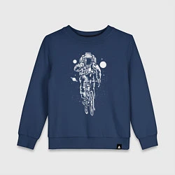 Свитшот хлопковый детский Космонавт на велосипеде, цвет: тёмно-синий