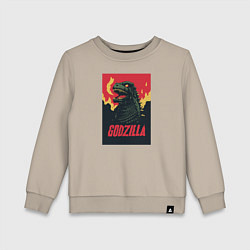 Свитшот хлопковый детский Godzilla, цвет: миндальный