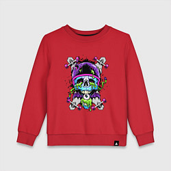 Свитшот хлопковый детский Crazy skull - skateboard, цвет: красный