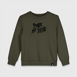 Свитшот хлопковый детский Punks not dead, цвет: хаки