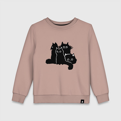 Детский свитшот Мохнатые Коты / Пыльно-розовый – фото 1