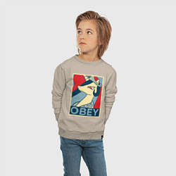 Свитшот хлопковый детский Trixie OBEY, цвет: миндальный — фото 2