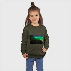 Свитшот хлопковый детский Северное сияние, цвет: хаки — фото 2