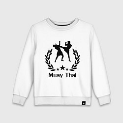 Свитшот хлопковый детский Muay Thai: High Kick, цвет: белый