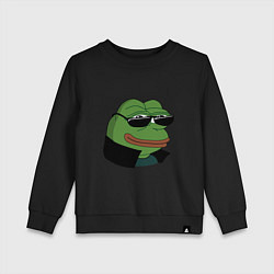 Свитшот хлопковый детский Pepe в очках EZ, цвет: черный