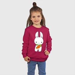 Свитшот хлопковый детский Зайчик с морковкой, цвет: маджента — фото 2