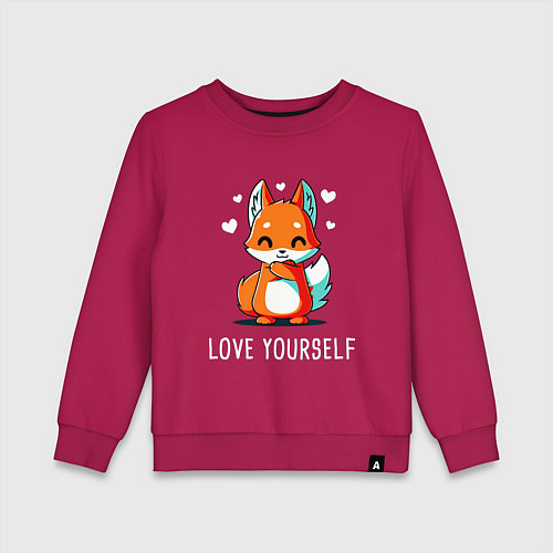 Детский свитшот ЛЮБИ СЕБЯ Love yourself / Маджента – фото 1
