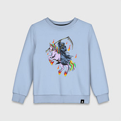 Свитшот хлопковый детский Смерть на единороге, цвет: мягкое небо