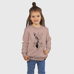 Свитшот хлопковый детский Polygonal deer, цвет: пыльно-розовый — фото 2