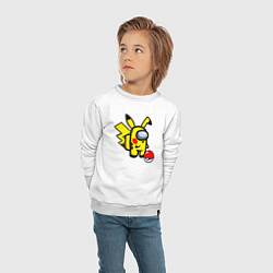 Свитшот хлопковый детский Among us Pikachu and Pokeball, цвет: белый — фото 2