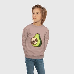 Свитшот хлопковый детский Мопс-авокадо, цвет: пыльно-розовый — фото 2