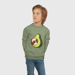 Свитшот хлопковый детский Мопс-авокадо, цвет: авокадо — фото 2