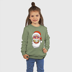 Свитшот хлопковый детский Довольный Санта, цвет: авокадо — фото 2