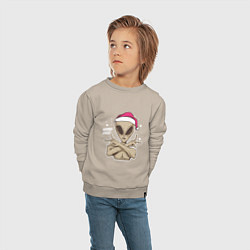 Свитшот хлопковый детский Alien Santa, цвет: миндальный — фото 2