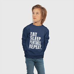 Свитшот хлопковый детский EAT SLEEP PENTAKILL REPEAT, цвет: тёмно-синий — фото 2