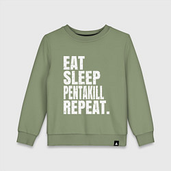 Свитшот хлопковый детский EAT SLEEP PENTAKILL REPEAT, цвет: авокадо