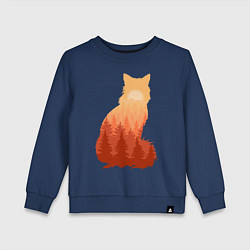 Свитшот хлопковый детский Лиса, цвет: тёмно-синий