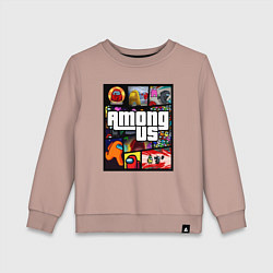 Свитшот хлопковый детский AMONG US GTA, цвет: пыльно-розовый