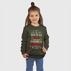 Свитшот хлопковый детский My ugly christmas sweater, цвет: хаки — фото 2