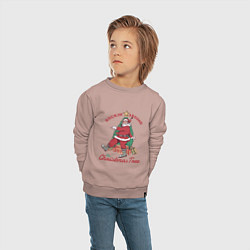 Свитшот хлопковый детский Rockin Santa, цвет: пыльно-розовый — фото 2
