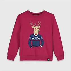 Свитшот хлопковый детский Hipster Deer, цвет: маджента