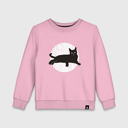 Свитшот хлопковый детский Черный кот, цвет: светло-розовый