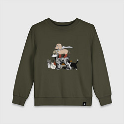 Свитшот хлопковый детский One Punch Man, цвет: хаки