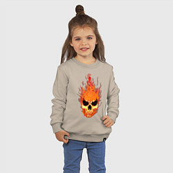 Свитшот хлопковый детский Fire flame skull, цвет: миндальный — фото 2