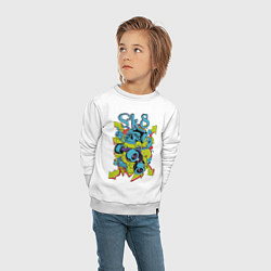 Свитшот хлопковый детский Граффити Череп, цвет: белый — фото 2