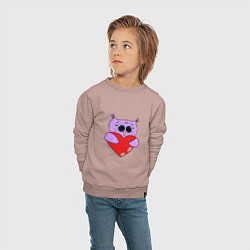 Свитшот хлопковый детский Совушка с сердечком, цвет: пыльно-розовый — фото 2